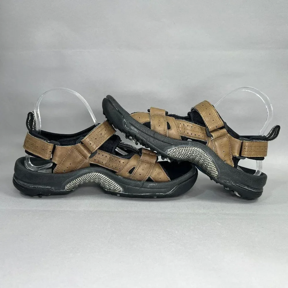 FootJoy Golf Sandals Men's Size 7 GreenJoys Brown Leather Adjustable Performance